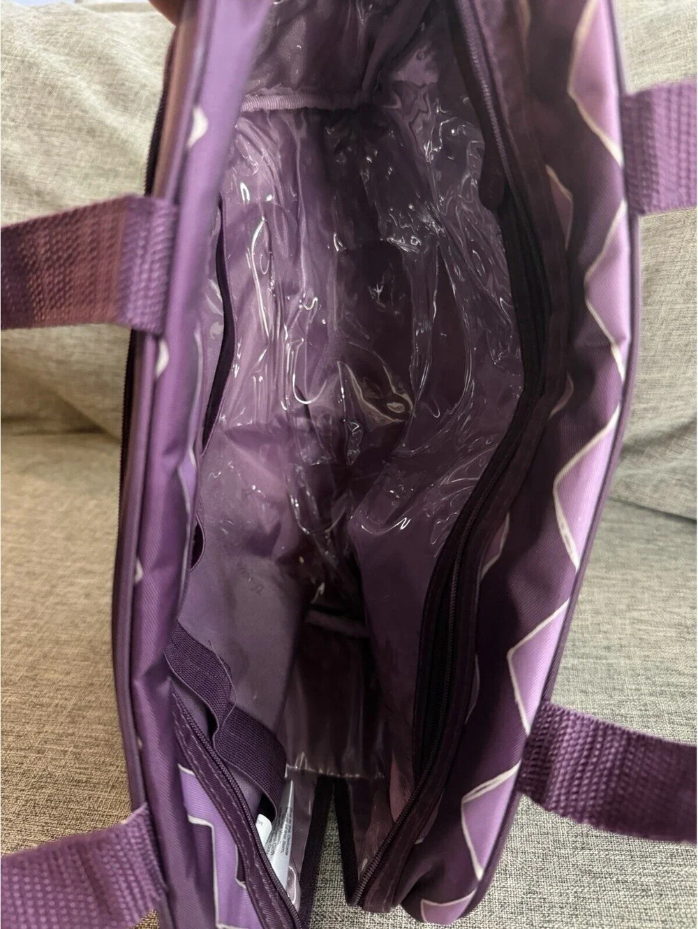 Thirty One Large Cosmetic Bag In Plum Crazy By Plastic Lined Zip Close